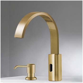 Fontana Commercial Brushed Gold Touchless Automatic Sensor Faucet and Manual Soap Dispenser
